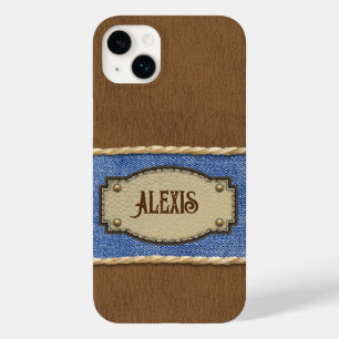 Coque Pour iPhone 14 Plus Cuir personnalisé et look Denim