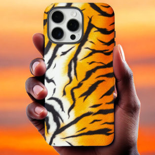 Coques iPhone 16 Pro Max Cuir sauvage Orange Tiger