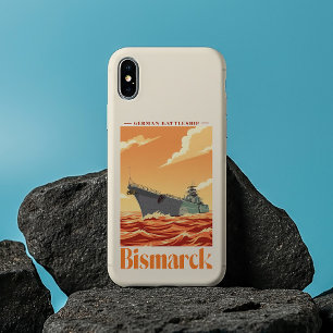 Coques iPhone 16 Cuirassé allemand Bismarck - Affiche Navale Vintag