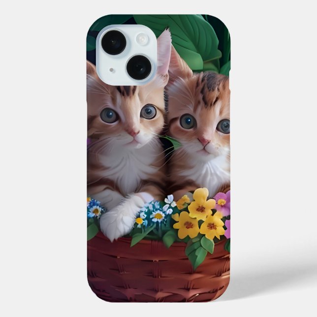 Coques Case-Mate iPhone Cuisinement Cute Kittens dans un panier à fleurs (Verso)