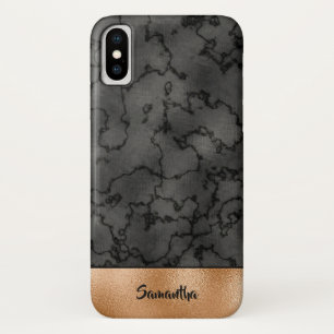 Coque Case-Mate Pour iPhone Cuivre de luxe et Motif en marbre noir