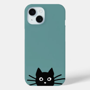 Coque Pour iPhone 15 Curieux Peeking Chat noir   Funny Feline