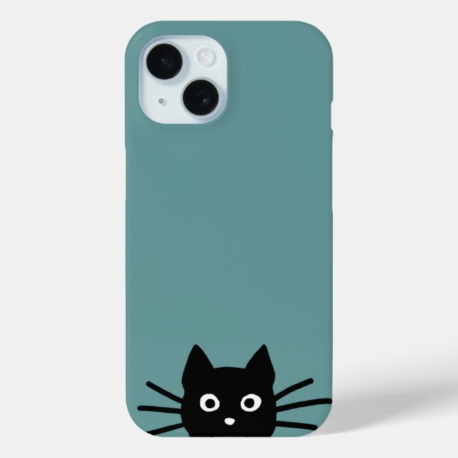 Coques Case-Mate iPhone Curieux Peeking Chat noir | Funny Feline (Verso)