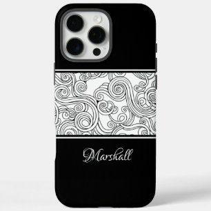 Coques iPhone 16 Pro Max Curles Design noir et blanc
