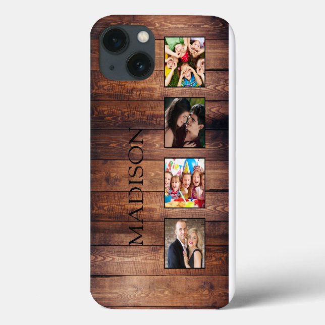 Coques Case-Mate iPhone Custom Family Photo Collage Reclaimed Wood (Verso)