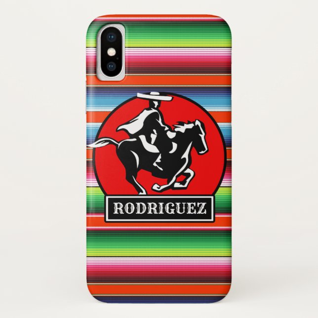 Coques Case-Mate iPhone CUSTOM NAME Charro Horse Spanish Mexican Serape (Dos)
