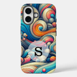 Coques iPhone 16 Custom Template Psychedelic Wavy Print