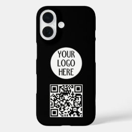 Coques iPhone 16 Customisez votre logo de société de code QR noir b