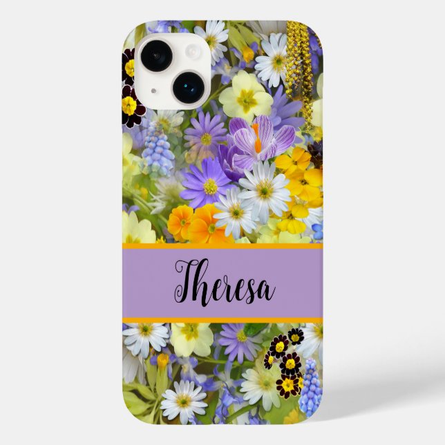 Coques Case-Mate iPhone Customisez votre nom Girly Bright Flowered (Verso)