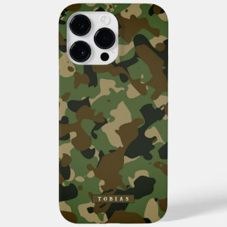 Coque Pour Pour iPhone 14 Pro Max Customizable Name Camouflage Military Kaki Brown