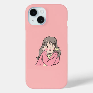 Coque Pour iPhone 15 Cute Aesthetic Girl Illustration Pink