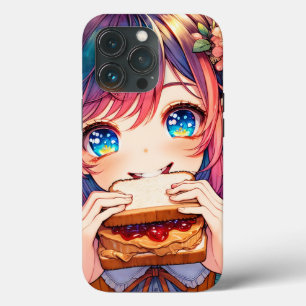 Case-Mate iPhone Case Cute Anime Girl mangeant un beurre d'arachide et g
