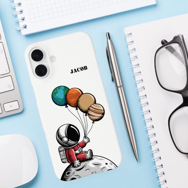 Coques Case-Mate iPhone Cute astronaute Whimsical tient la planète, Espace (Créateur téléchargé)