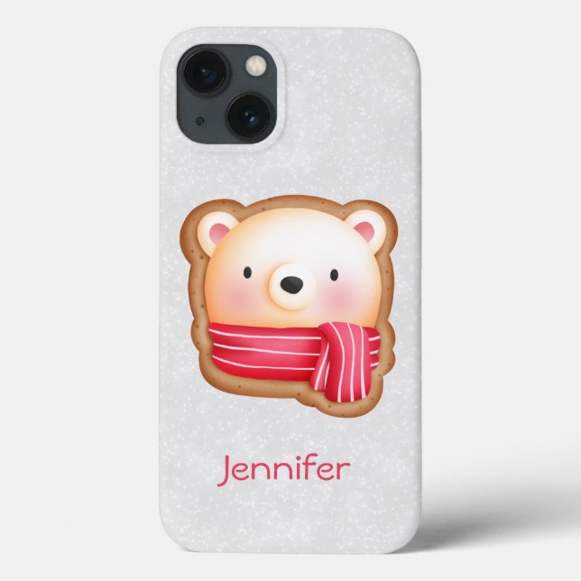Coques Case-Mate iPhone Cute Bear Face Red Scarf et Rosy Cheeks Christmas (Verso)