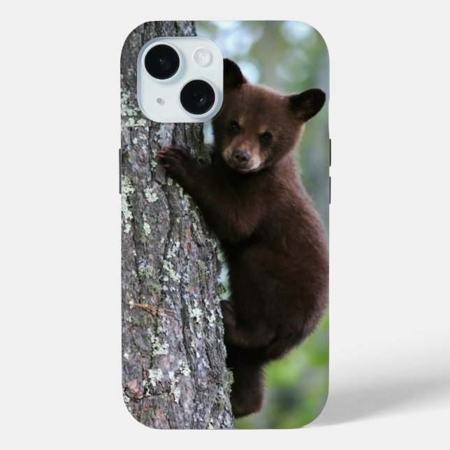 Coques Case-Mate iPhone Cute Black Bear Cub Escalade un arbre (Verso)