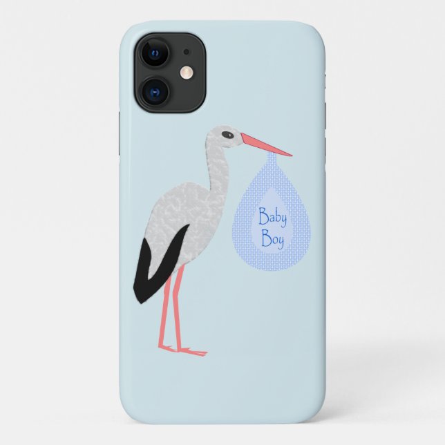 Coques Case-Mate iPhone Cute Blue Baby Boy Stork (Dos)