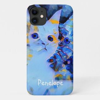 Case-Mate iPhone Case Cute Blue Impressionniste Kitten Art avec votre no