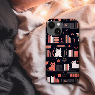 Coque Pour iPhone 15 Cute Bookish Chats Livres Rose