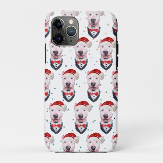 Coques Case-Mate iPhone Cute Bull Terrier Dog Christmas Pattern (Dos)