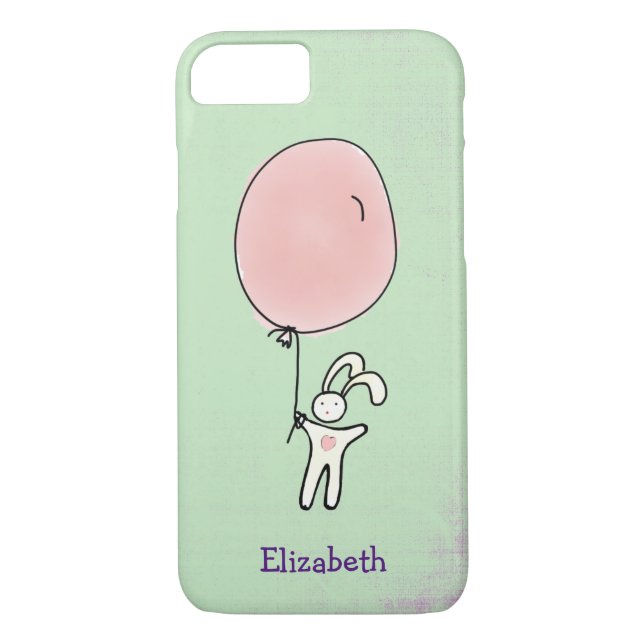Coques Case-Mate iPhone Cute Bunny tenant un ballon personnalisé (Dos)