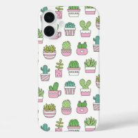 Cute Cactus Succulents Plante Doodles Motif