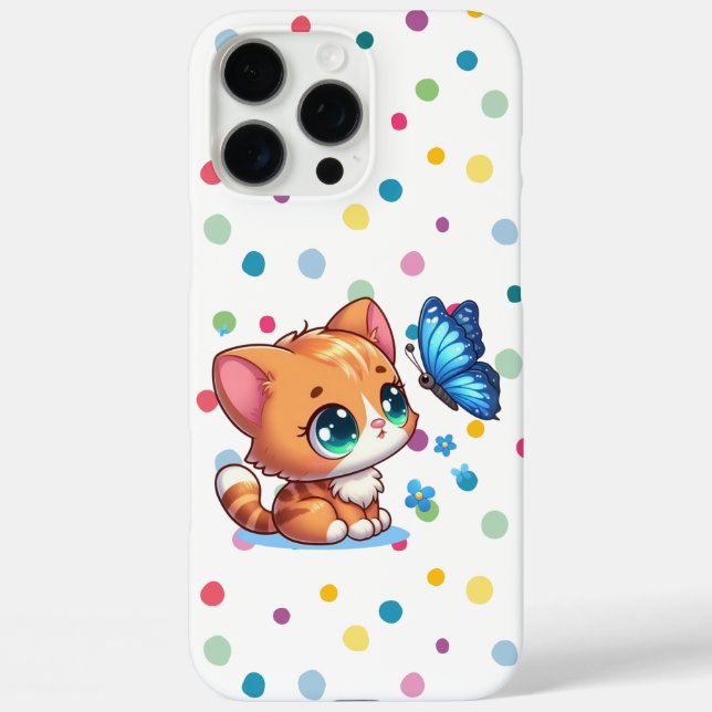 Coques Case-Mate iPhone Cute chaton/chat et papillon (Verso)
