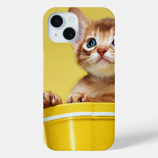 Coques Case-Mate iPhone Cute chaton dans un seau jaune (Verso)