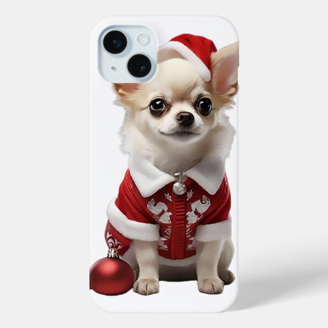 Coques Case-Mate iPhone Cute Chihuahua Père Noël (Verso)