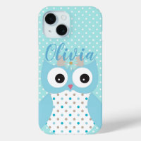 Cute Dotty Blue Owl Art Personnalisé