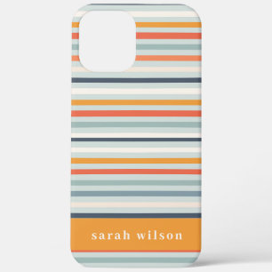 Case-Mate iPhone Case Cute Dusky Orange Bleu Motif rayé ocre
