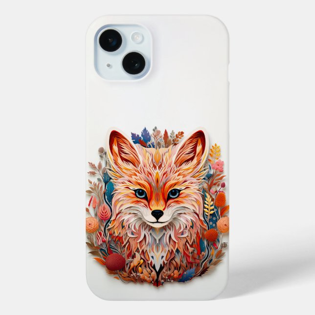 Coques Case-Mate iPhone Cute Fox avec fleurs Papier Coupe (Verso)