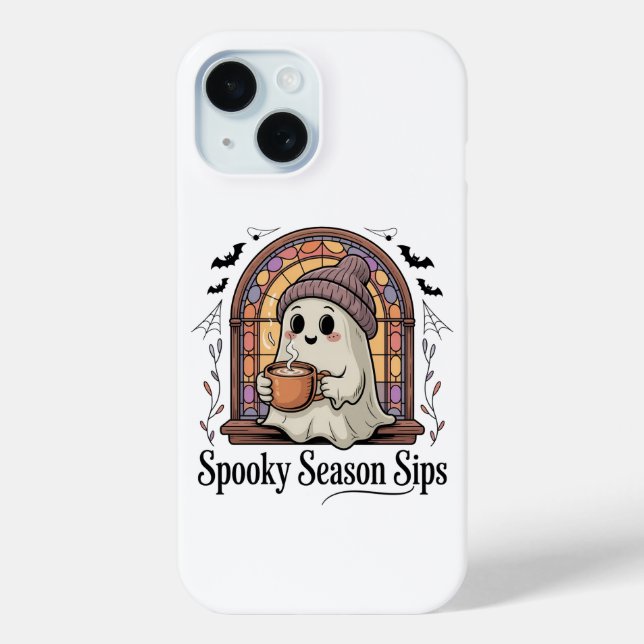 Coques Case-Mate iPhone Cute Ghost Coffee Halloween Phone Case  (Verso)