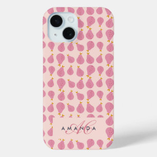 Coque Pour iPhone 15 Cute Girly Feminine Pear Monogramme Cadeaux Initia