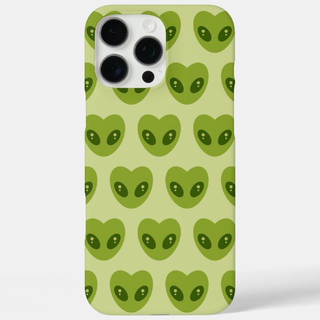 Coques Case-Mate iPhone Cute Green Heart-Shaped Alien Head Pattern (Verso)