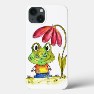 Case-Mate iPhone Case Cute grenouille blanche Whimsical sous une fleur r