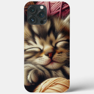 Case-Mate iPhone Case Cute Grey Kitten Napping dans les boules de fils