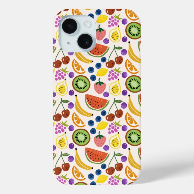 Coques Case-Mate iPhone Cute Hand-drawn Doodle Fruits Seamless Pattern (Verso)