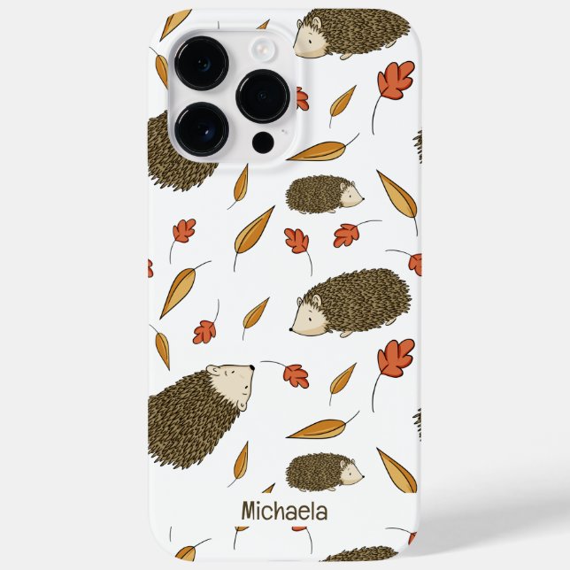 Coques Case-Mate iPhone Cute Hedgehog Automne quitte Motif (Verso)