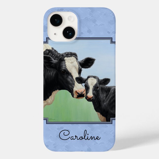 Coques Case-Mate iPhone Cute Holstein Calf & Vache Ciel bleu (Verso)