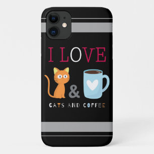 Case-Mate iPhone Case Cute I Love Cats and Coffee Black
