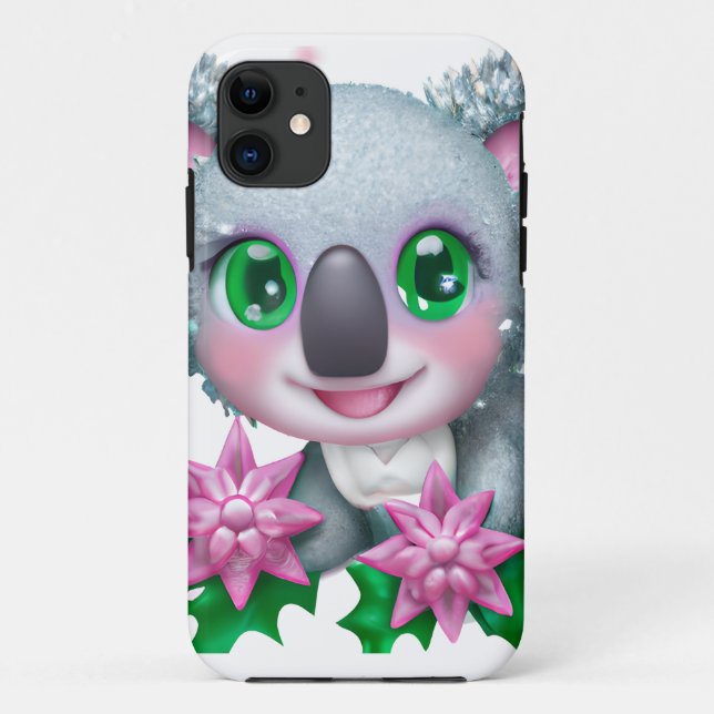 Coques Case-Mate iPhone Cute Kawaii Koala Ours avec Fleurs (Dos)