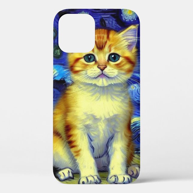 Coques Case-Mate iPhone Cute Kitten Starry Night Van Gogh (Verso)