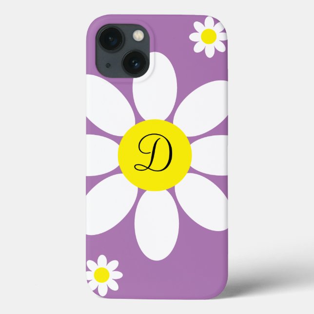 Coques Case-Mate iPhone Cute Lavande et marguerites blanches Floral Initia (Verso)