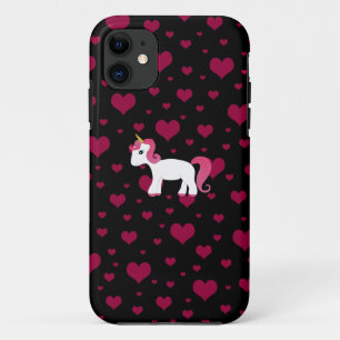 Case-Mate iPhone Case Cute licorne noir coeurs roses