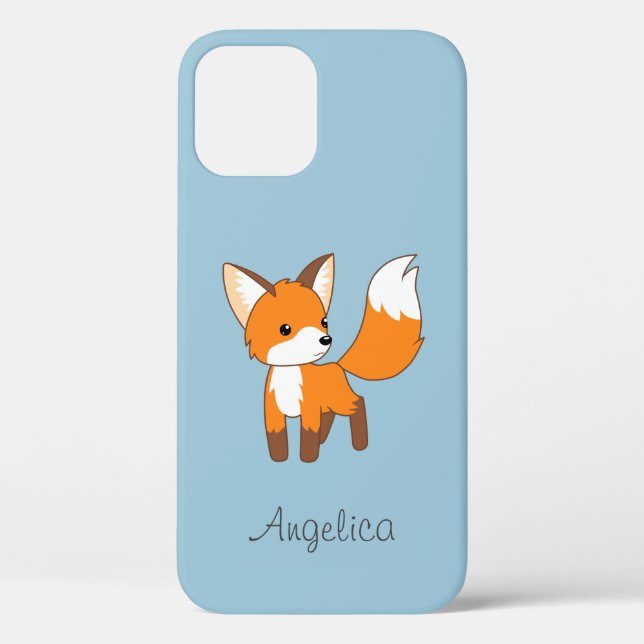 Coques Case-Mate iPhone Cute Little Fox sur Blue (Verso)