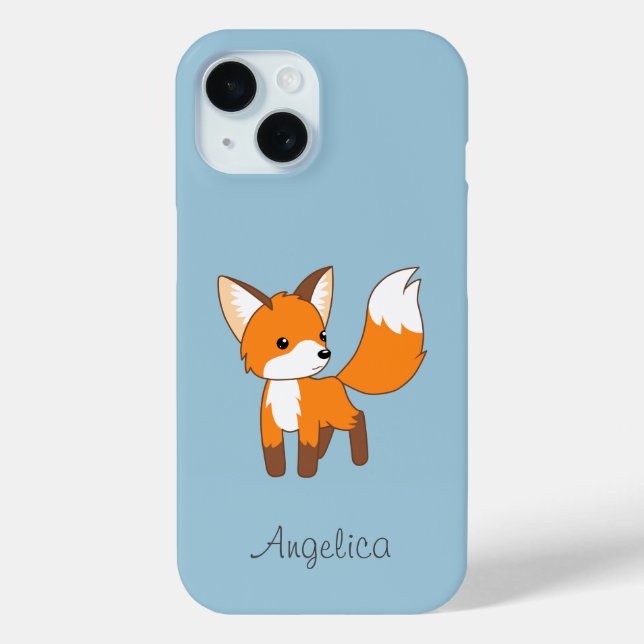 Coques Case-Mate iPhone Cute Little Fox sur Blue (Verso)
