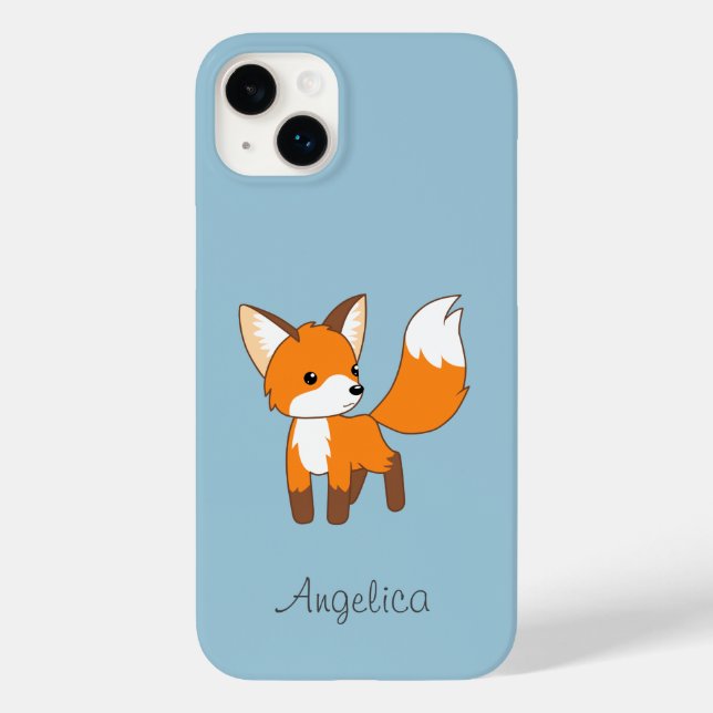 Coques Case-Mate iPhone Cute Little Fox sur Blue (Verso)