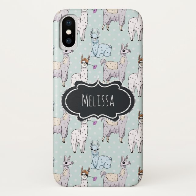 Coques Case-Mate iPhone Cute Llama Motif Pois (Dos)