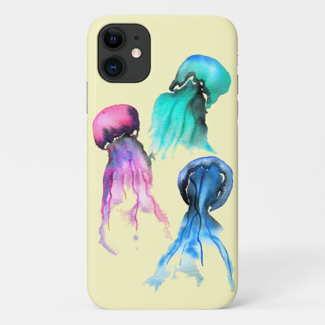 Coques Case-Mate iPhone Cute méduse trio aquarelle art (Dos)