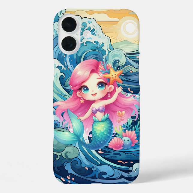 Coques Case-Mate iPhone Cute Mermaid add name  (Verso)